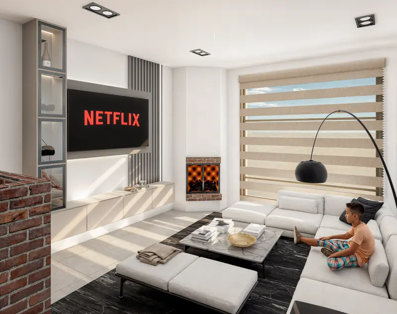 Render: sala de televisión. Casa en sibaté en Sibaté, Decord Design