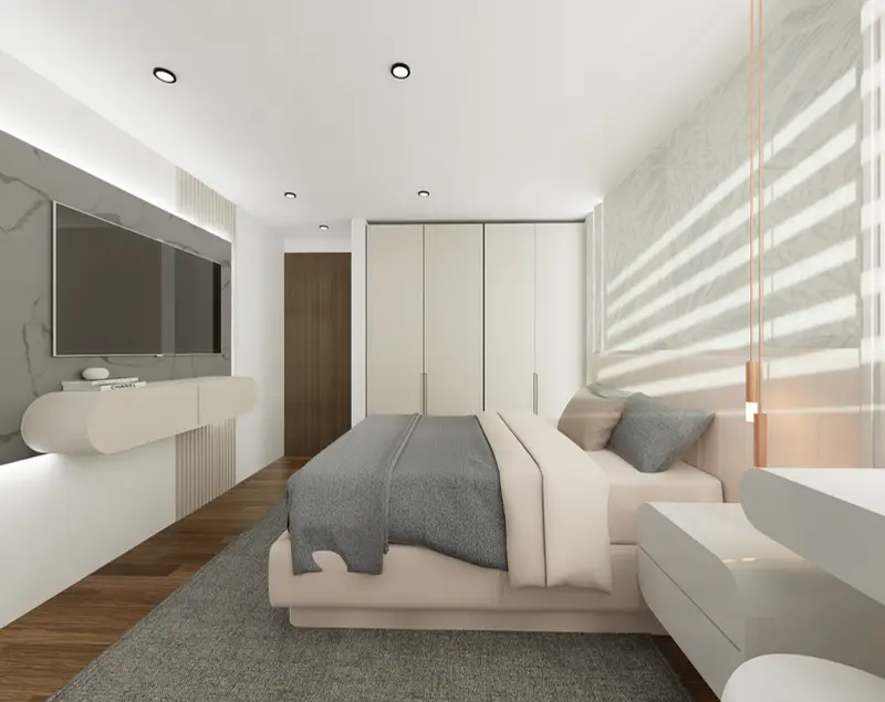 Render: habitación principal. Apartamento en chapinero en Bogotá, Decord Design
