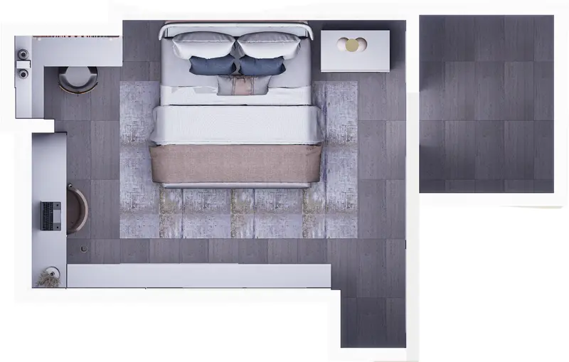 Plano: planta de la habitación. Habitación juvenil en Bogotá, Decord Design