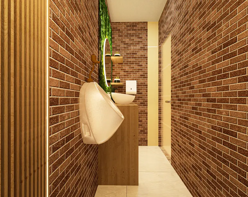 Render: baño con jardín vertical. Bar con terraza en Facatativá, Decord Design