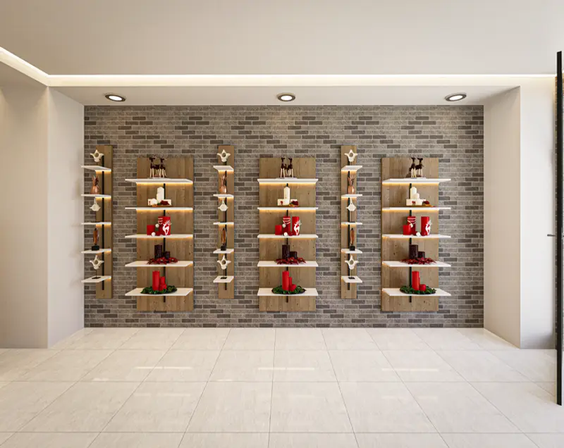 Render: tienda con exhibidores y punto de pago. Tienda y oficinas en Mosquera, Decord Design