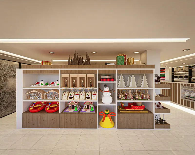 Render: tienda con exhibidores y punto de pago. Tienda y oficinas en Mosquera, Decord Design