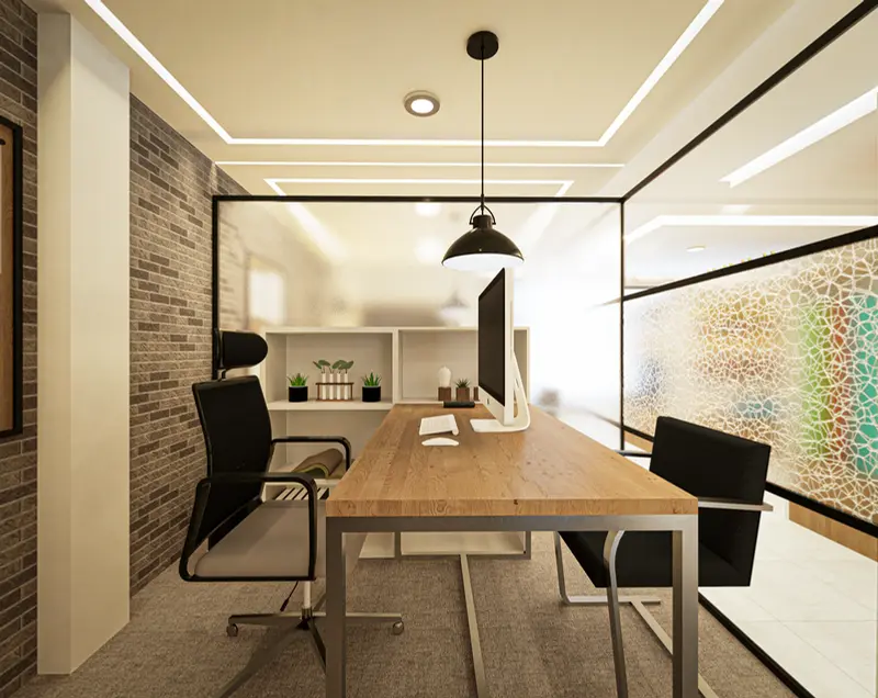 Render: oficina administrativa. Tienda y oficinas en Mosquera, Decord Design