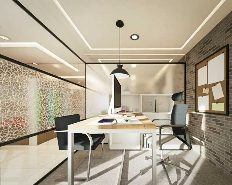 Render: oficina administrativa. Tienda y oficinas en Mosquera, Decord Design