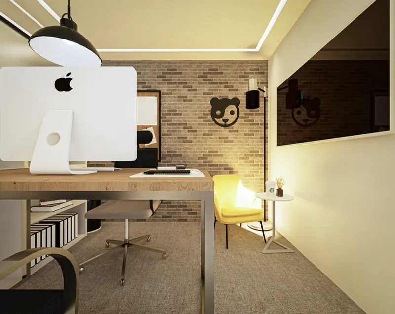 Render: oficina administrativa. Tienda y oficinas en Mosquera, Decord Design