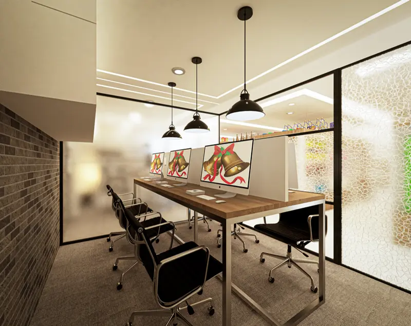 Render: oficina administrativa. Tienda y oficinas en Mosquera, Decord Design
