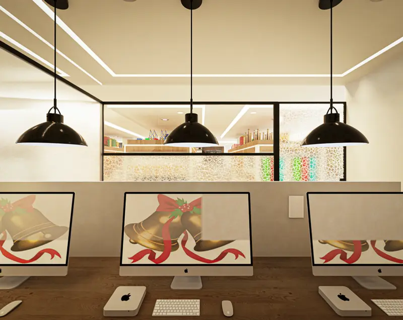 Render: oficina administrativa. Tienda y oficinas en Mosquera, Decord Design