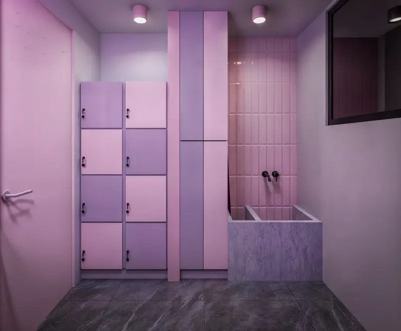 Render: zona de servicio. Tienda de postres en Bogotá, Decord Design