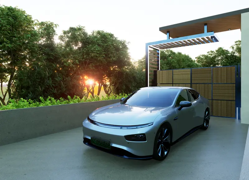 Render: portería y acceso vehicular. Proyecto turístico en La Vega, Decord Design