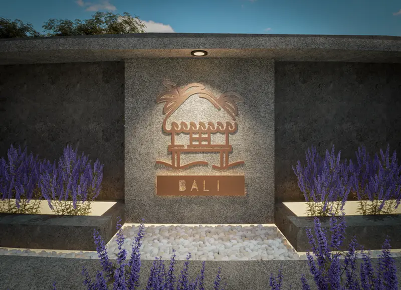 Render: muro de señalética iluminado. Proyecto turístico en La Vega, Decord Design