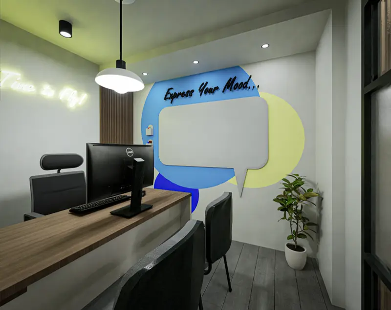 Render: oficinas administrativas. Sede educativa de aviación en Bogotá, Decord Design
