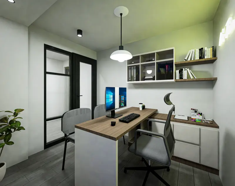 Render: oficinas administrativas. Sede educativa de aviación en Bogotá, Decord Design