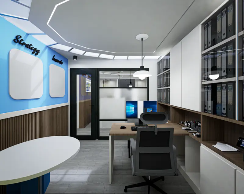 Render: oficinas administrativas. Sede educativa de aviación en Bogotá, Decord Design