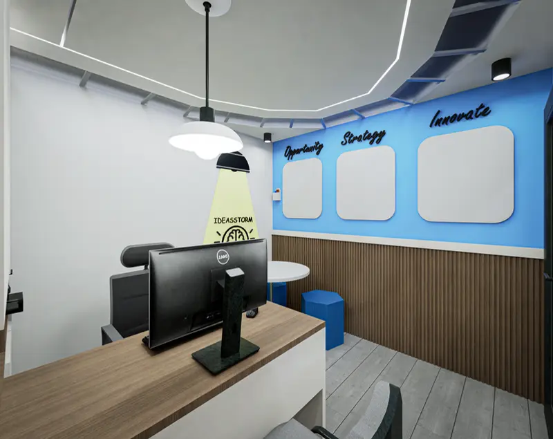 Render: oficinas administrativas. Sede educativa de aviación en Bogotá, Decord Design