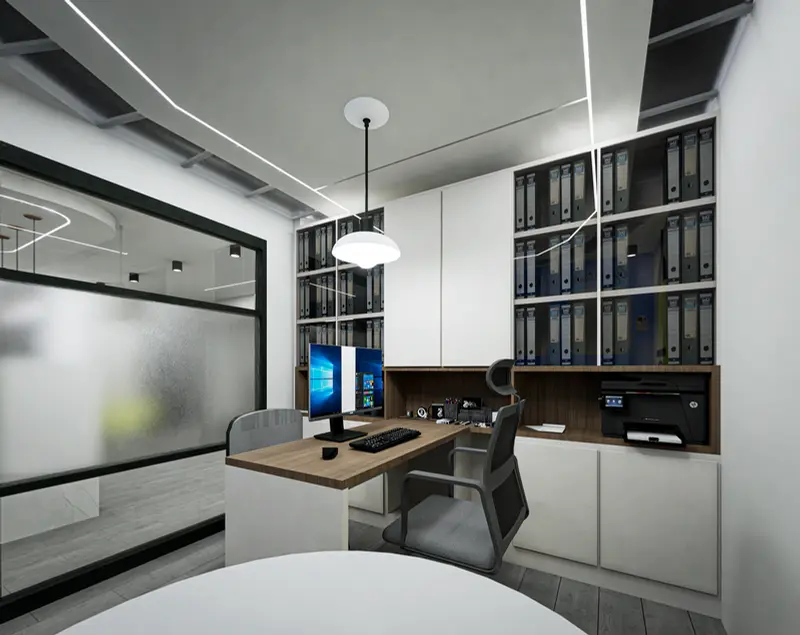 Render: oficinas administrativas. Sede educativa de aviación en Bogotá, Decord Design