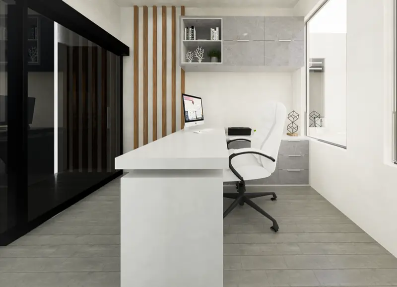 Render: oficinas y cafetería. Sede educativa de aviación en Bogotá, Decord Design