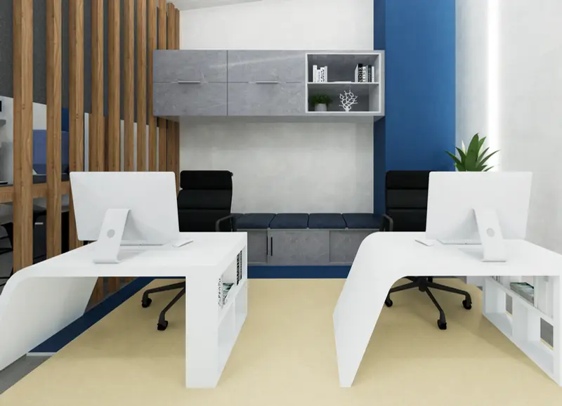 Render: oficinas y cafetería. Sede educativa de aviación en Bogotá, Decord Design