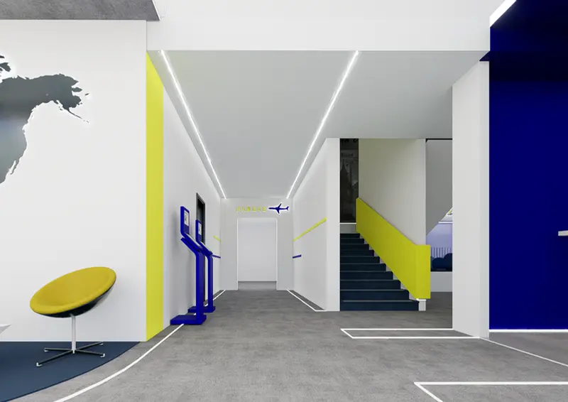 Render: escaleras. Sede educativa de aviación en Bogotá, Decord Design