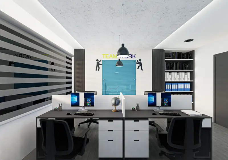 Render: oficinas operativas. Sede educativa de aviación en Bogotá, Decord Design