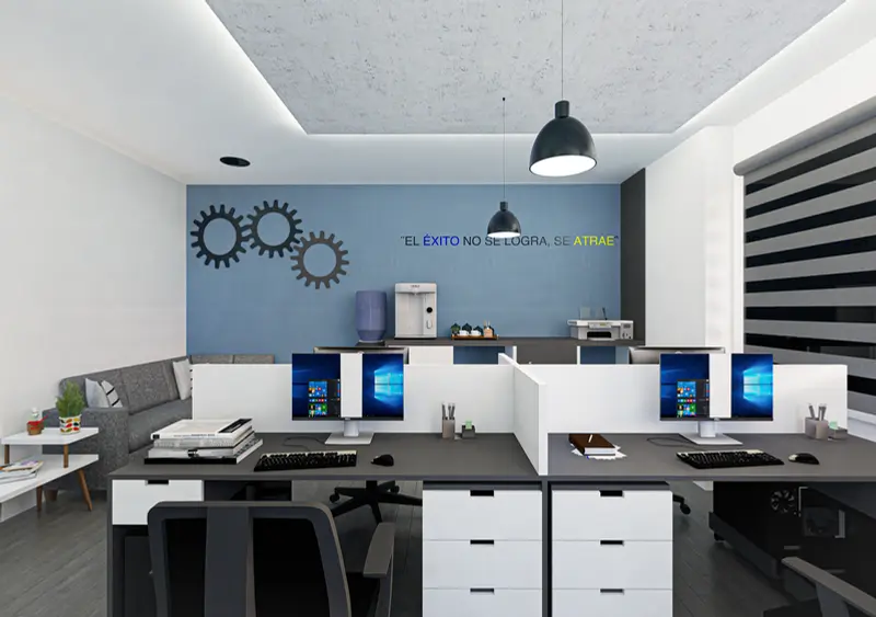 Render: oficinas operativas. Sede educativa de aviación en Bogotá, Decord Design