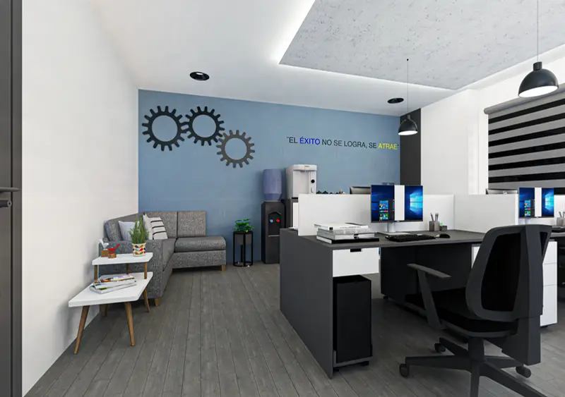 Render: oficinas operativas. Sede educativa de aviación en Bogotá, Decord Design