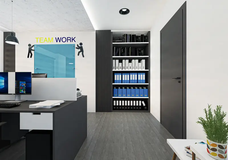 Render: oficinas operativas. Sede educativa de aviación en Bogotá, Decord Design