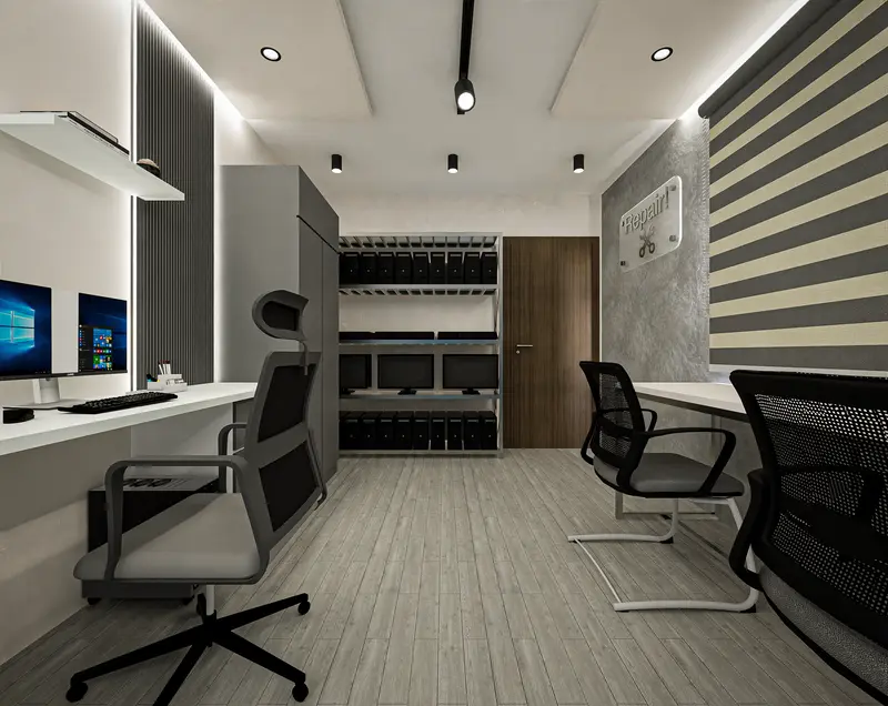 Render: oficinas. Sede educativa de aviación en Bogotá, Decord Design