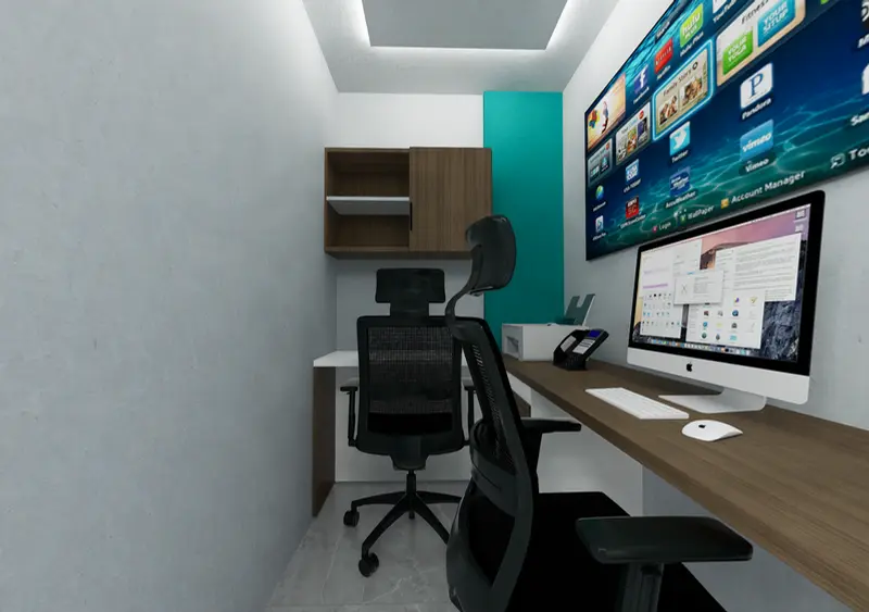 Render: oficina. Oficinas con zona recreativa en Bogotá, Decord Design