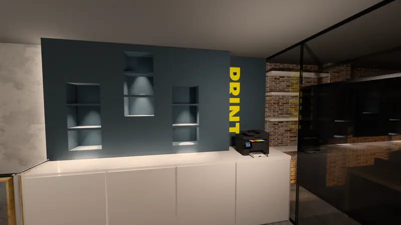 Render: área de trabajo abierta. Oficinas con zona recreativa en Bogotá, Decord Design