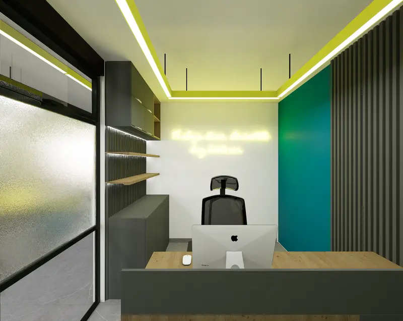Render: oficinas privadas. Oficinas con zona recreativa en Bogotá, Decord Design