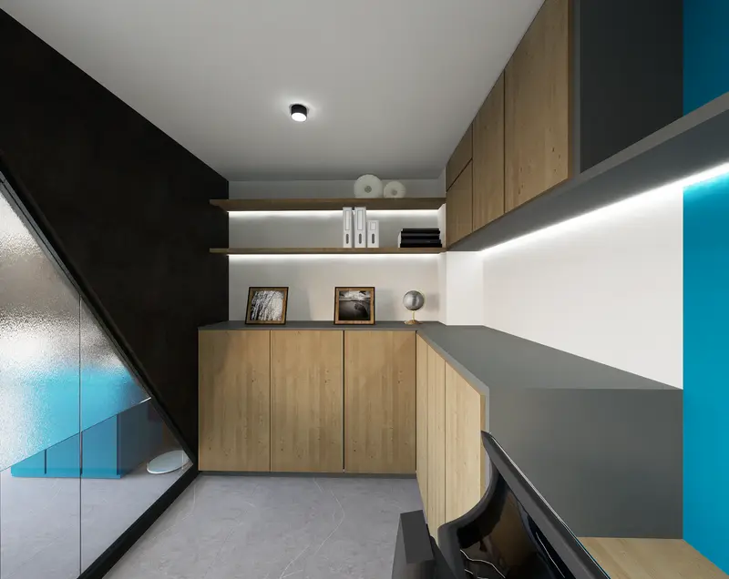 Render: oficinas privadas. Oficinas con zona recreativa en Bogotá, Decord Design