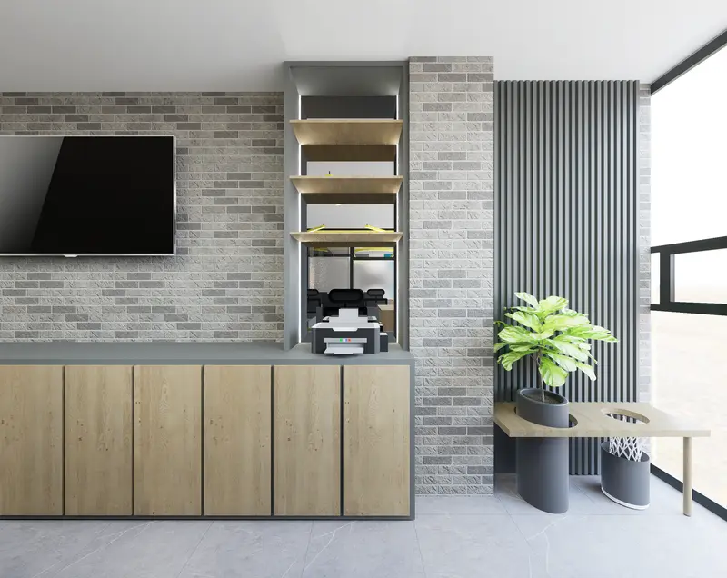 Render: área de trabajo. Oficinas con zona recreativa en Bogotá, Decord Design