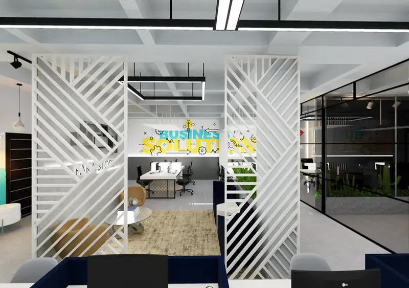 Render: oficina abierta. Oficinas creativas en Bogotá, Decord Design