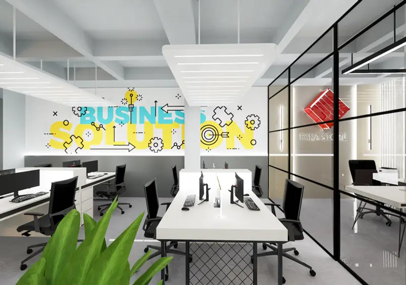Render: oficina abierta. Oficinas creativas en Bogotá, Decord Design