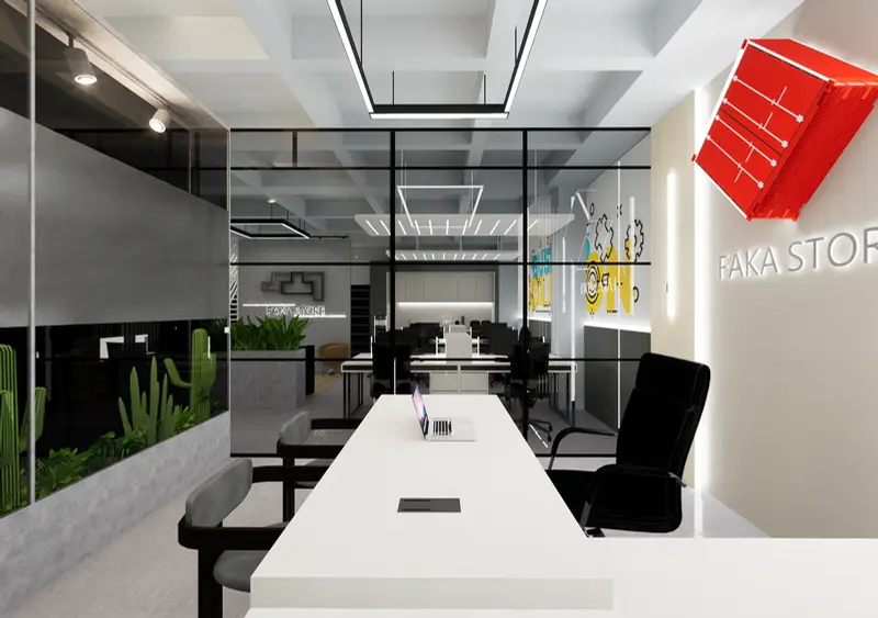 Render: oficinas y sala de reuniones. Oficinas creativas en Bogotá, Decord Design