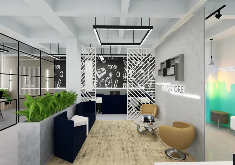 Render: oficinas y sala de reuniones. Oficinas creativas en Bogotá, Decord Design