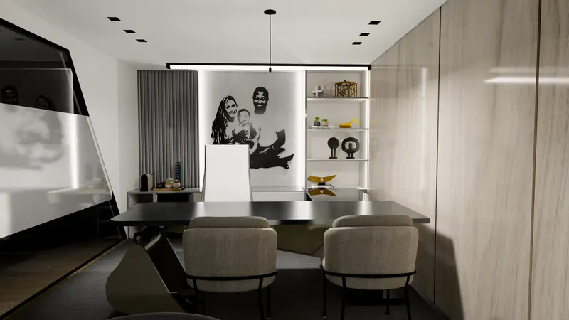 Render: sala de juntas. Oficinas corporativas en Barranquilla, Decord Design