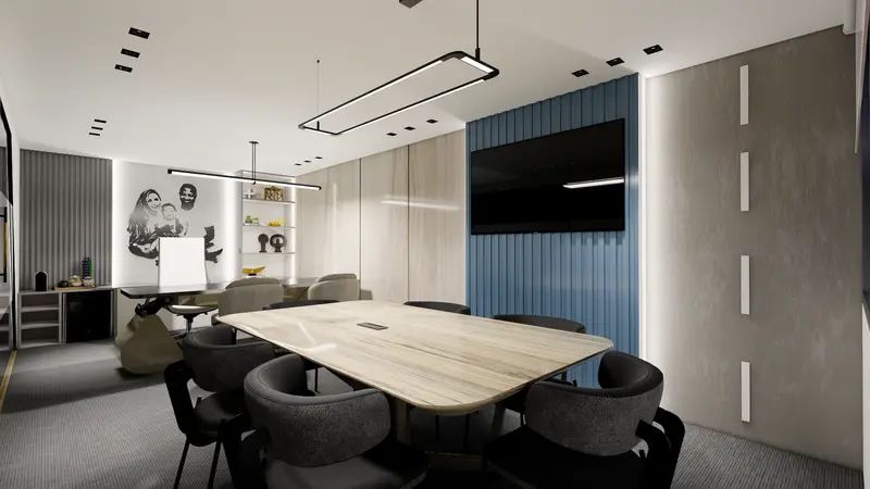 Render: sala de juntas. Oficinas corporativas en Barranquilla, Decord Design