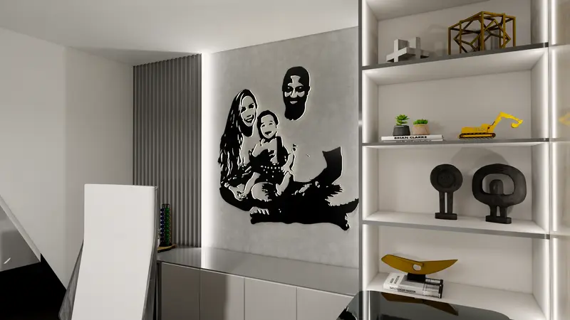 Render: oficina con mural. Oficinas corporativas en Barranquilla, Decord Design