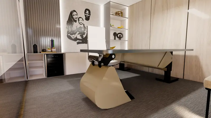 Render: oficina con mural. Oficinas corporativas en Barranquilla, Decord Design