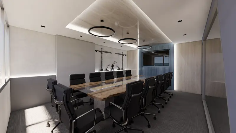 Render: sala de juntas. Oficinas corporativas en Barranquilla, Decord Design