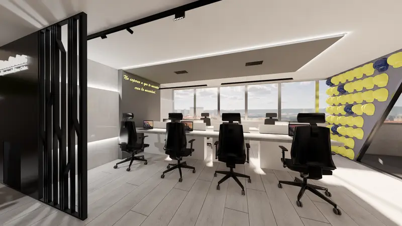 Render: área de trabajo. Oficinas corporativas en Barranquilla, Decord Design