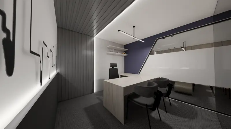 Render: oficinas privadas. Oficinas corporativas en Barranquilla, Decord Design
