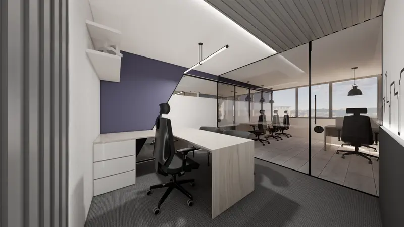 Render: oficinas privadas. Oficinas corporativas en Barranquilla, Decord Design