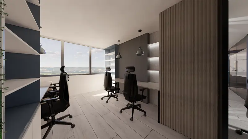 Render: oficinas privadas. Oficinas corporativas en Barranquilla, Decord Design