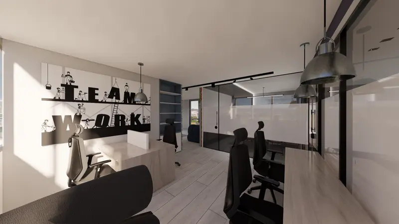 Render: área de trabajo. Oficinas corporativas en Barranquilla, Decord Design