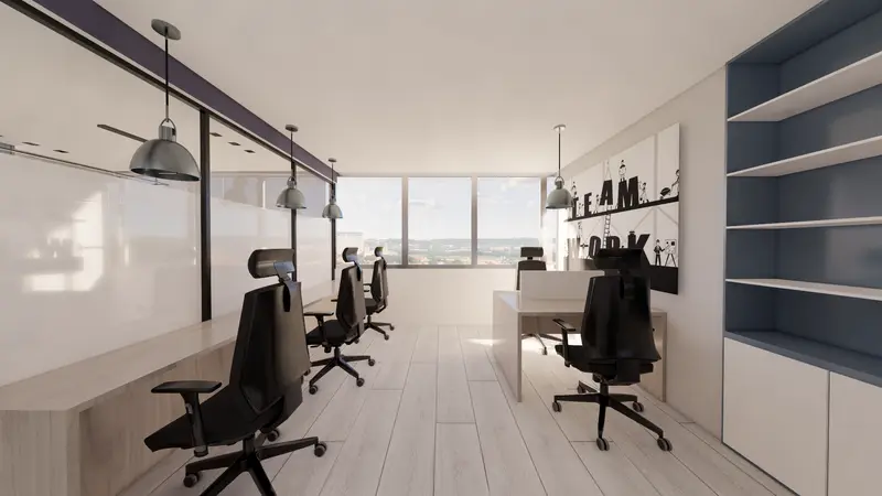 Render: área de trabajo. Oficinas corporativas en Barranquilla, Decord Design